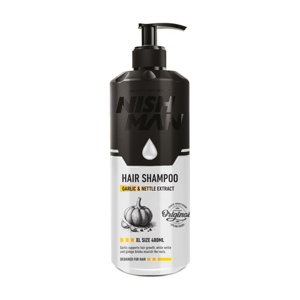 NISHMAN Haar Shampoo 480 ml – Knoblauch- und Brennnesselduft