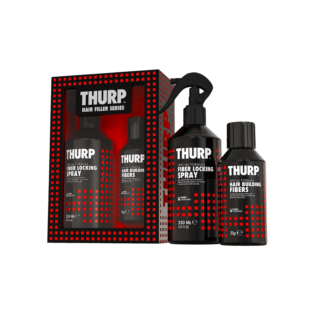 THURP Hair Building Fibers & Fiber Locking Spray Set